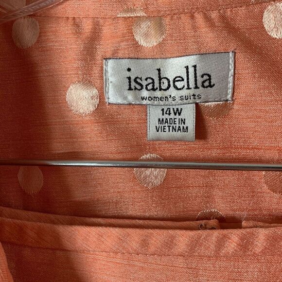 Isabella size 14 W womens two piece suit peach/orange color & polkadot top - Picture 4 of 16